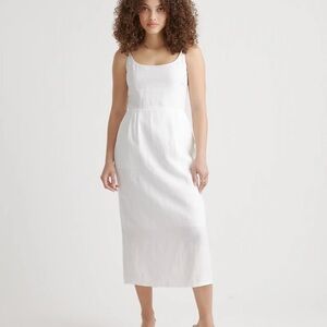 Quince White Scoop-Neck Sleeveless Midi Dress